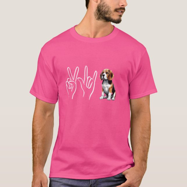 Piace Love Beagle Funny Beagle Dog Lover & Owner T-Shirt (Front)