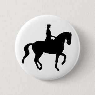 Piaffe Dressage Horse and Rider (black) 6 Cm Round Badge