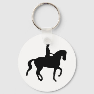 Piaffe Dressage Horse and Rider (black) Key Ring