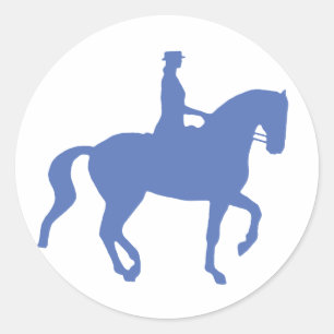 Piaffe Dressage Horse and Rider (blue) Classic Round Sticker