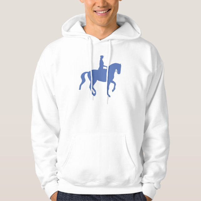 Piaffe Dressage Horse and Rider (blue) Hoodie (Front)
