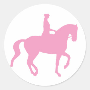 Piaffe Dressage Horse and Rider (pink) Classic Round Sticker