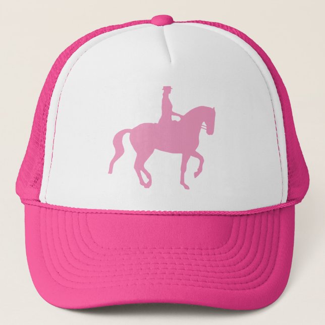 Piaffe Dressage Horse and Rider (pink) Trucker Hat (Front)