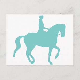 Piaffe Dressage Horse and Rider (teal) Postcard