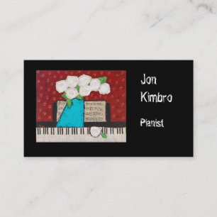 pianist business card with flowers and keyboard