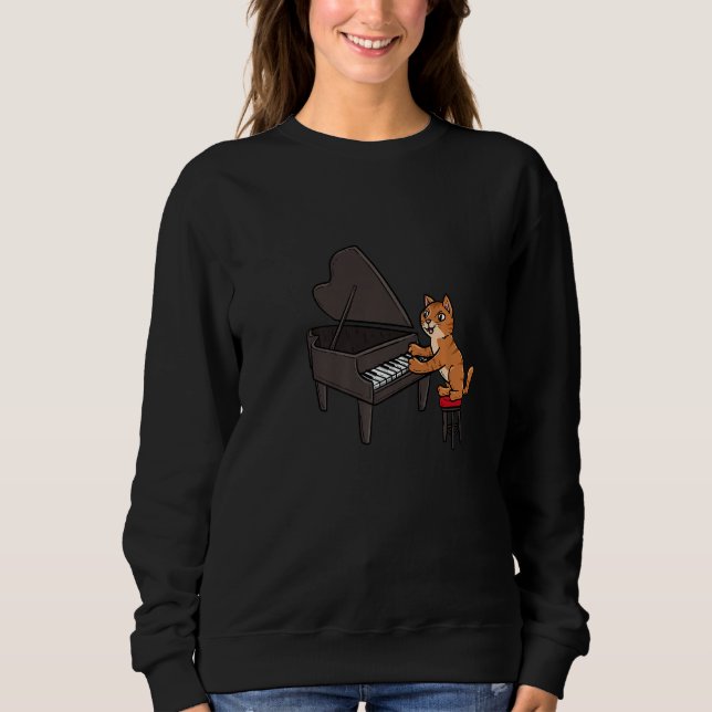Pianist Cat Musician Instrumentalist Piano Player  Sweatshirt (Front)