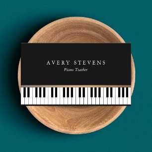 Pianist Elegant and Simple Black Piano Keys Business Card