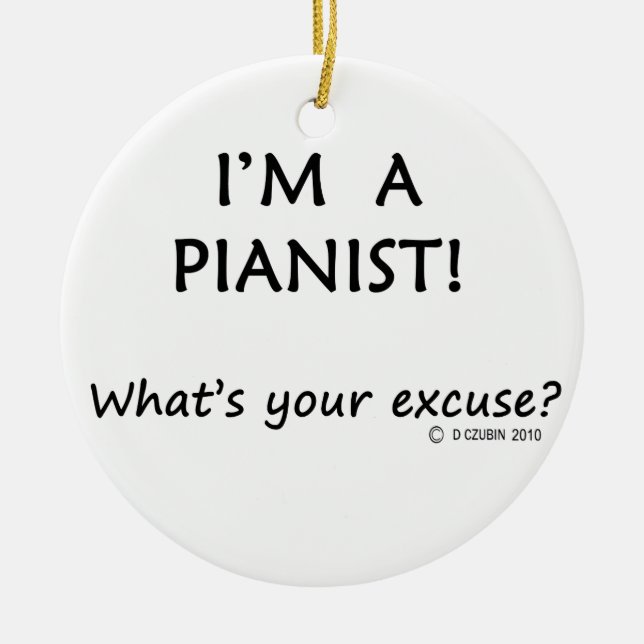 Pianist Excuse Ceramic Tree Decoration (Front)