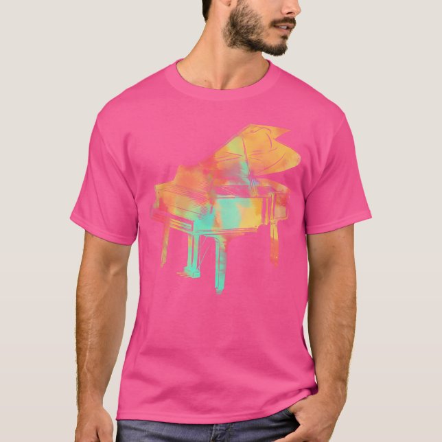 Pianist Gifts For Men Women Colourful Style Piano T-Shirt (Front)