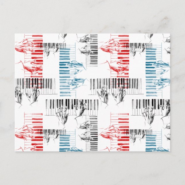 Pianist hands pattern postcard (Front)