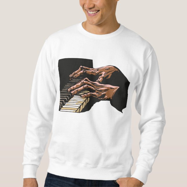 Pianist Hands Playing Piano –  Sweatshirt (Front)