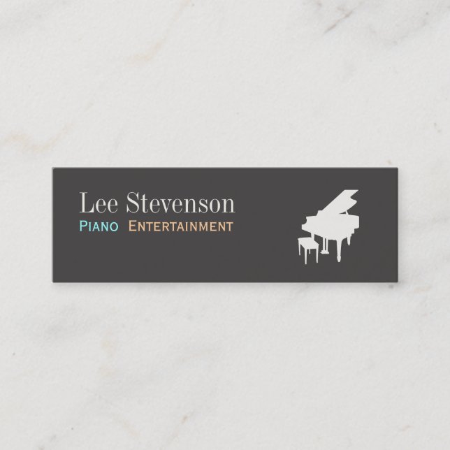 Pianist Piano Music Teacher Grand Piano Mini Business Card (Front)