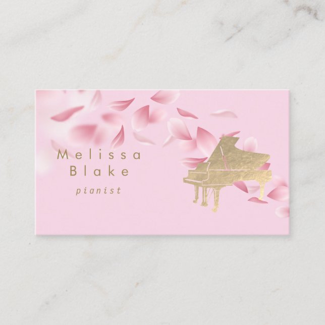 pianist pink petals business card (Front)