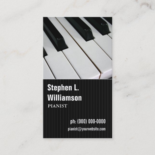 Pianist Pinstripe Business Card (Front)
