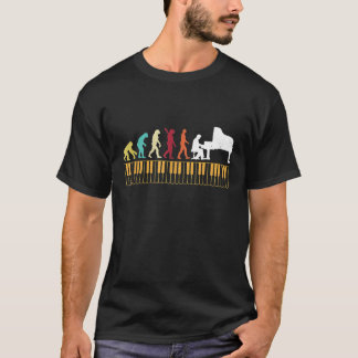 Pianist Retro Vintage Evolution Of Man Funny Piano T-Shirt