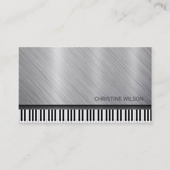 pianist silver grey business card (Front)