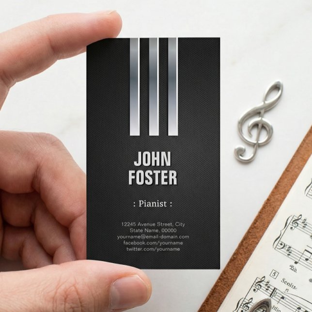 Pianist - Steel Metal Look Business Card (Creator Uploaded)