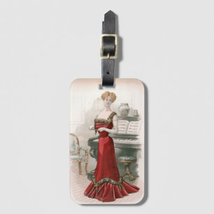 Pianist Vintage Edwardian Fashion Illustration Luggage Tag
