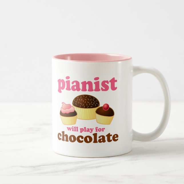 Pianist Will Play for Chocolate Two-Tone Coffee Mug (Right)