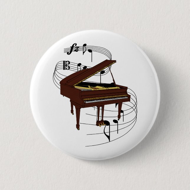 Piano 6 Cm Round Badge (Front)