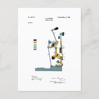 Piano Action - Patent Max Steinert - Coloured  Postcard