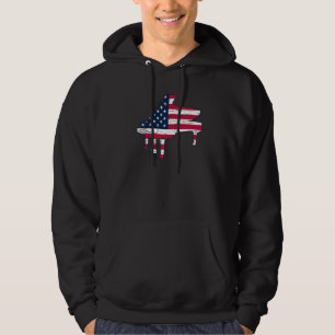 Piano American Flag Piano Playing - Piano Lover Pi Hoodie