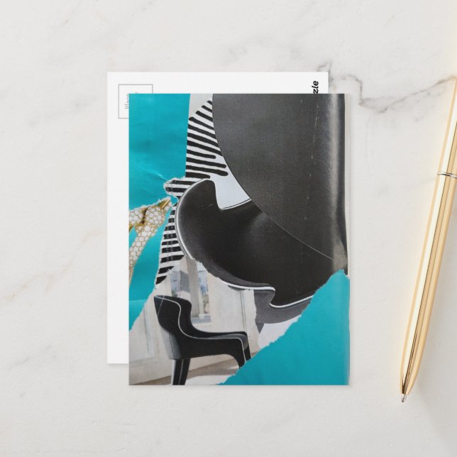Piano and Chair collage Postcard (Front/Back In Situ)