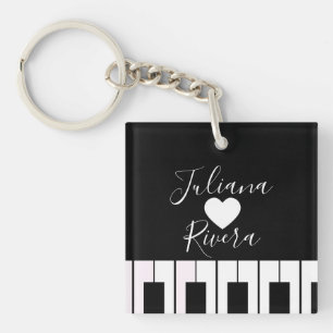 Piano and Heart Script Name   Key Ring