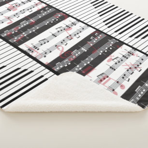 Piano and music score 2 sherpa blanket
