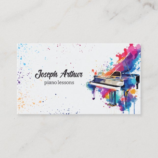 Piano art music teacher  business card (Front)