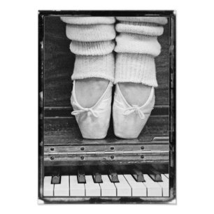 Piano Ballet Duet black and white medium sized Photo Print