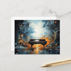 Piano Beauty, AI-generated fantasy, Postcard