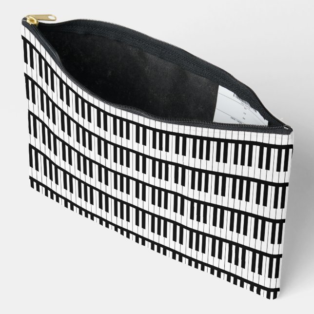 Piano Black And White Musician Instrument Accessory Pouch (Open)