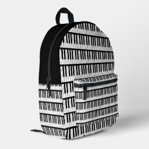Piano Black And White Musician Instrument Printed Backpack