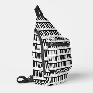 Piano Black And White Musician Instrument Sling Bag