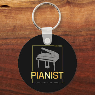 Piano Born To Be Pianist Musician Vintage Design Key Ring