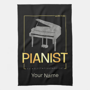 Piano Born To Be Pianist Musician Vintage Design Tea Towel