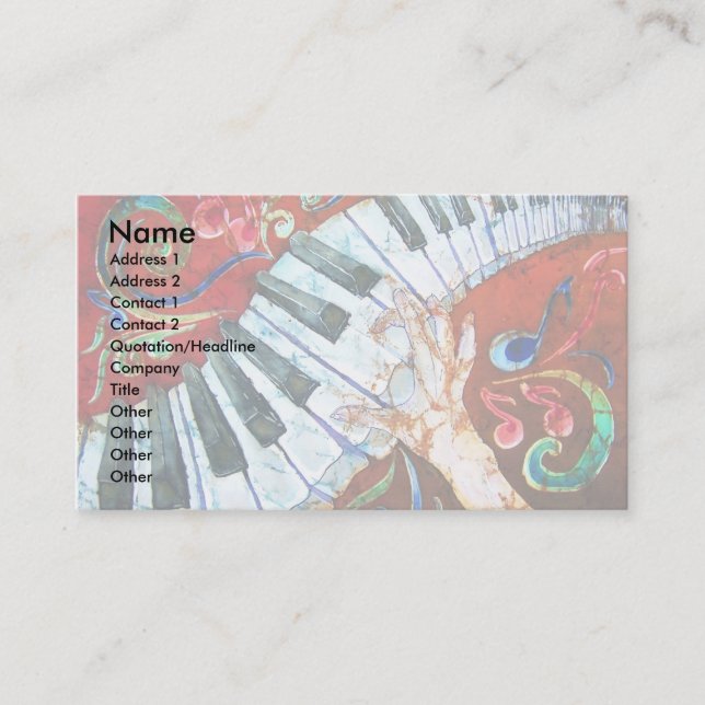 Piano Business Card Template 2 (light) (Front)