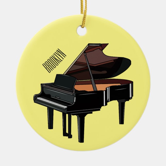 Piano cartoon illustration ceramic tree decoration (Front)