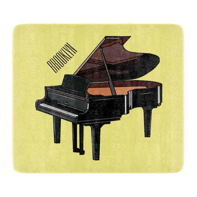 Piano cartoon illustration cutting board (Front)
