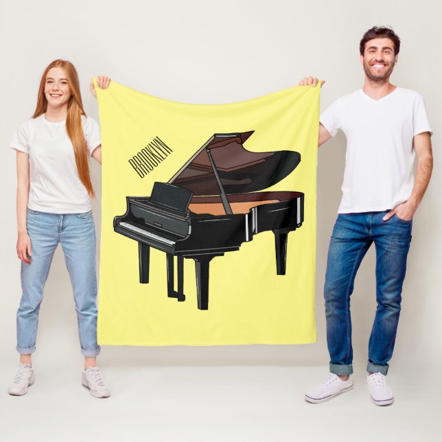 Piano cartoon illustration fleece blanket (In Situ)