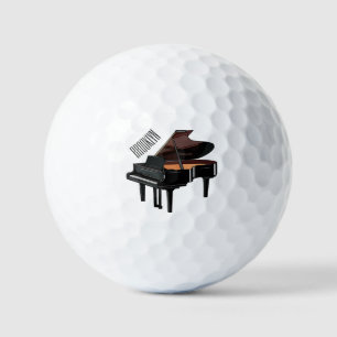 Piano cartoon illustration golf balls