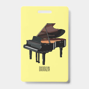 Piano cartoon illustration ID badge
