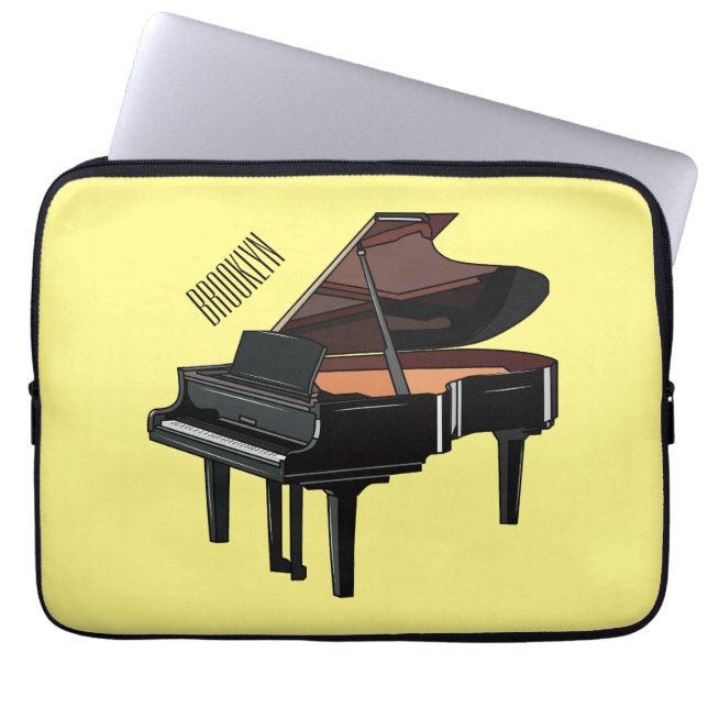 Piano cartoon illustration laptop sleeve (Front)