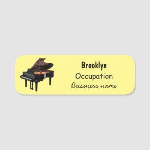 Piano cartoon illustration name tag