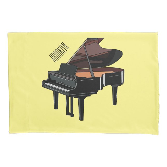 Piano cartoon illustration pillowcase (Front)