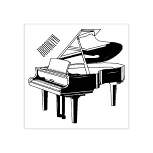 Piano cartoon illustration rubber stamp