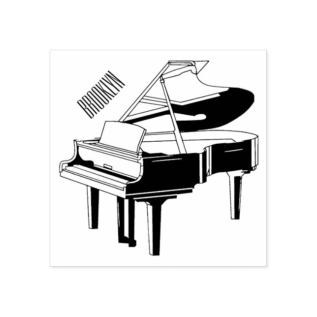 Piano cartoon illustration rubber stamp (Imprint)