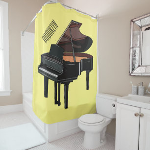Piano cartoon illustration shower curtain