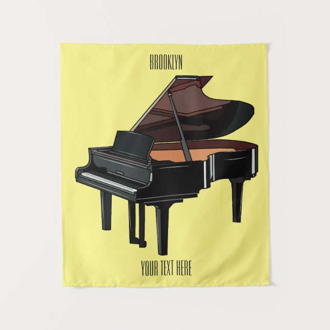 Piano cartoon illustration tapestry (Front)